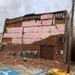 High winds ripped off sections of a wall at Williams Boulevard Baptist Church in Kenner. Yony Matute photo