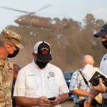 Maj. Gen. Keith Waddell, adjutant general of the Louisiana National Guard, and Governor John Bel Edwards surveyed affected areas following the destruction of Hurricane Ida in Tangipahoa Parish. (U.S. Army National Guard Spc. Madalyn McQuillan photo