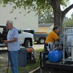 Oklahoma Baptist Disaster Relief team members prepared for a day of ministry to Hurricane Ida evacuees at Bayou Vista Baptist Church in Morgan City.