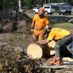 Arkansas Baptist Disaster Relief team members moved debris near Hammond. Patrick Dennis photo