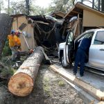 An Arkansas Baptist Disaster Relief team member moved debris near Hammond. Patrick Dennis photo