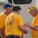 Oklahoma Baptist Disaster Relief team members checked electrical equipment at Bayou Vista Baptist Church in Morgan City.