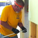A Kansas-Nebraska Disaster Relief team member sprayed for mold inside a home impacted by Hurricane Ida.