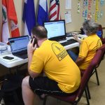 Missouri Baptist Disaster Relief team members manned the incident command center at First Baptist Church in Mandeville. Patrick Dennis photo