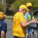 A Louisiana Baptist Disaster Relief chaplain handed food to a passenger at First Baptist Church in Mandeville. Patrick Dennis photo