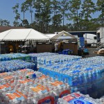 Supplies filled the parking lot of First Baptist Church in Mandeville. Patrick Dennis photo
