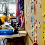 Disaster relief assignments filled the whiteboard at First Baptist Church in Mandeville. Patrick Dennis photo