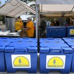Supplies filled the parking lot at First Baptist Church in Mandeville. Patrick Dennis photo