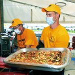 North Carolina Baptist Disaster Relief team members prepared food at First Baptist Church in New Orleans. Patrick Dennis photo