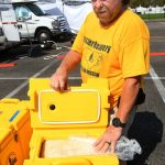 A North Carolina Baptist Disaster Relief team member sorted through supplies at First Baptist Church in New Orleans. Patrick Dennis photo