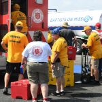 North Carolina Baptist Disaster Relief team members sorted through supplies at First Baptist Church in New Orleans. Patrick Dennis photo