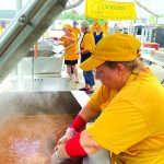 An Oklahoma Baptist Disaster Relief team member prepares food at Bayou Vista Baptist Church in Morgan City. Brian Blackwell photo
