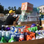 A Southern Baptist Disaster Relief team member moved supplies at First Baptist Church in Slidell. Patrick Dennis photo