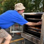 A Southern Baptist Disaster Relief team member prepared food served out of First Baptist Church in Slidell. Patrick Dennis photo