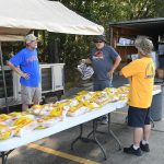Southern Baptist Disaster Relief team members stood near bags of chickens at First Baptist Church in Slidell. Patrick Dennis photo