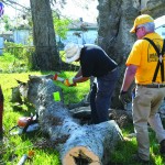 South Carolina Baptist Disaster Relief team members cut through a fallen tree in Belle Chasse. Patrick Dennis photo