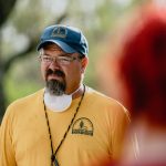 Former pastor Rob Bline talked to college students about what to expect during the mudout process at Bethel Baptist Church in Bourg. He is a volunteer with California Disaster Relief. TAB Media photo