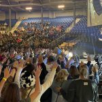 Students who felt a calling to Christian ministry came forward during the closing session of the Youth Evangelism Celebration.