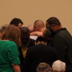 Groups huddled together for times of prayer at Woodridge Baptist Church, Shreveport. NWLBA photo