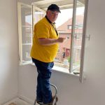 Bubba Kirkland was among the Louisiana Baptist Disaster Relief team members who continued a remodel of an apartment that will house Ukrainian refugees at First Baptist Church, Gdansk, Poland.