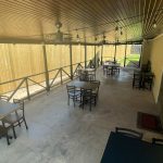 Customers can enjoy coffee and conversation on the patio.