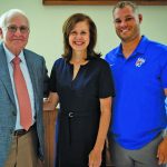 LCU President Rick Brewer recognized Michael Brunet and Shelia Johnson, who will have awards named in their honor. Also photographed is Drew Maddox.