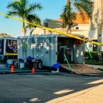 Trailers from the Texas Baptist Men and Webster-Claiborne and Bienville Associations are filled with supplies used by DR team members during a Hurricane Ian response in Naples, Florida.