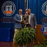 Jamie Rister received an LCU distinguished alumni award.