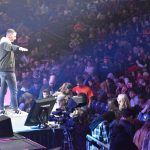 Keynote speaker Shane Pruitt encourages students who made a decision for Christ.