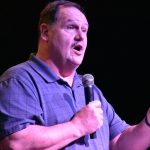 Travis Sanders, pastor of Hebron Baptist Church, Dry Prong, thanked the crowd for coming to the Big Creek Association Revival. Sanders is moderator of the association.