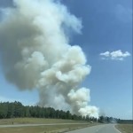 Smoke from wildfires in Sabine Parish can be seen from several miles away, Aug. 14, 2023. Sabine Parish Sheriff's Office photo