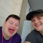 Camper Jacob Hall and buddy Caleb Sasser shared a laugh during Champions Camp at Tall Timbers Baptist Conference Center. Submitted photo