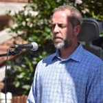 LCU Board Member Eddie Wren led a prayer during the dedication of the Joshua D. Perry Prayer Garden. Wren is pastor of First Baptist Church, Zachary.