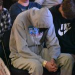 A student prayed during a time of decision for Christ at YEC.