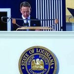 Family Research Council President Tony Perkins prayed during the inauguration of Louisiana Gov. Jeff Landry. Will Hall photo