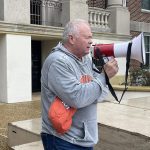 LCU President Rick Brewer led a prayer of God's blessings over the pregnancy centers, shortly before the Louisiana Life March Central began at the campus, Feb. 3, 2024.