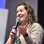 Angelle Campbell, associate director of the Louisiana Tech BCM, shared a laugh on stage at CEC.