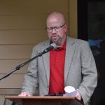 Jack Bell, assistant to the coordinator at the District Eight Baptist Convention, prayed over a new meeting facility at Toledo Bend Baptist Resort Ministry.
