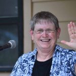 Mary Gore, director of the Toledo Bend Baptist Resort Ministry, smiled during a ceremony for the dedication of the new meeting facility.
