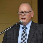 Ron Thompson, coordinator for District Eight Baptist Convention, prayed during a dedication ceremony for a new meeting facility at Toledo Bend Baptist Resort Ministry.