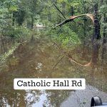 Francine's excessive rainfall caused water to spill onto Catholic Hall Road in Albany. Albany Police Department photo