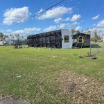 Helene's high winds overturned this home in Mt. Vernon, Georgia.