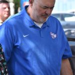 David Jeffreys, vice president with Louisiana Christian University, joined others in prayer at a gathering outside the Rapides Parish School Board Office.