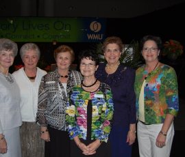 Janet Hoffman gathered with other national WMU presidents emeritae at the 2012 WMU Missions Celebration and Annual Meeting in New Orleans. Pictured (L-R) and years served as national WMU president: Janet Hoffman (2000-2005), Wanda Lee (1996-2000), Carolyn Miller (1991-1996), Debby Akerman (2010-2015), Dorothy Sample (1981-1986), and Kaye Miller (2005-2010).