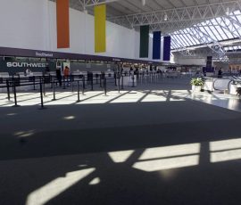 Noon on Tuesday, Sept. 11, 2001, and Nashville International Airport is a very quite place. All flights in the country have been grounded. Photo by Morris Abernathy