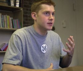 Freeman Field describes how his teacher went into shock when the terrorists attacked the World Trade Center, one block from his school’s campus. Photo by Jim Veneman
